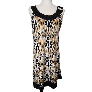 Essentials by Milano Black and Tan Sleeveless A-line Dress Size Medium